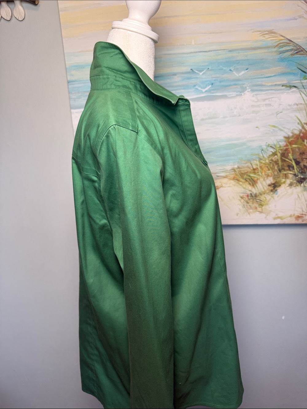 Chico's Emerald Green Button-Front Collared Shirt - Picture 3 of 5